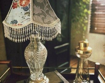 Victorian Style Lamp. Hand made shade! Lovely accent lamp with beaded fringe.