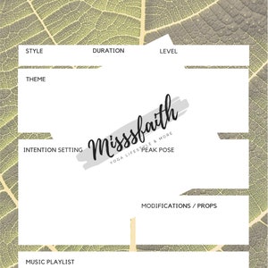 Yoga Class Plan, Yoga  Planner, Yoga Class Printable, Yoga Sequencing, PDF Download, Yoga Class Sequence, Instant Download