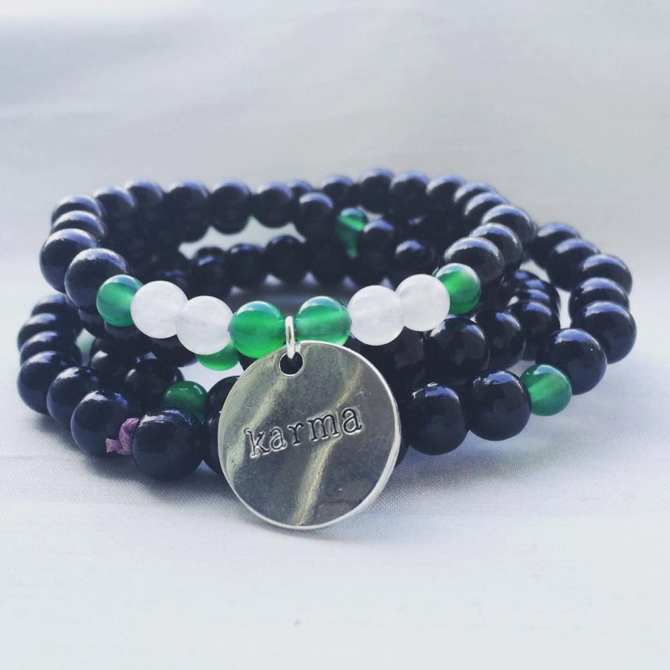 Yoga Green Onyx Snow Quartz 108 Pearls Karma Mala Etsy