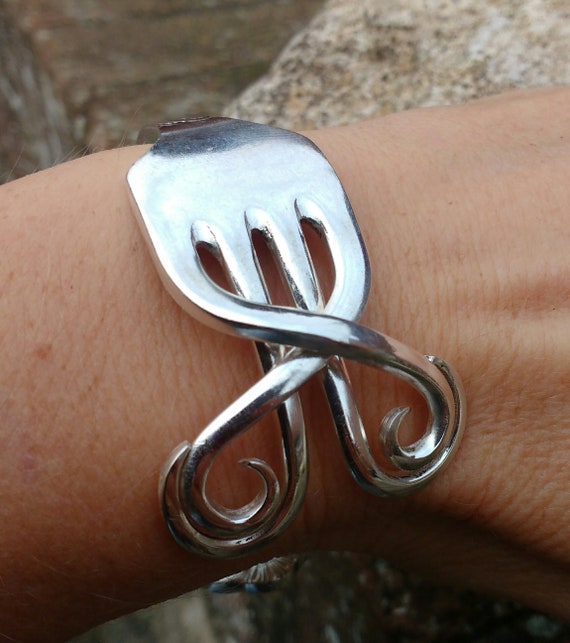 Vintage Silver Plated Fork Bracelet Bangle Handmade