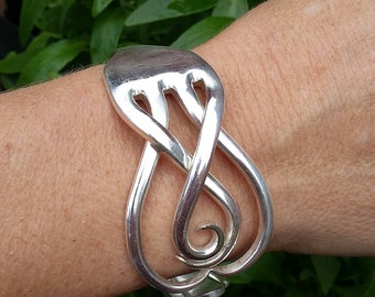 Vintage Silver Plated Fork Bracelet Bangle Handmade Jewellery Cutlery Unusual Gift