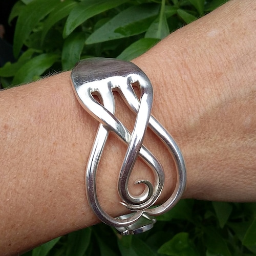 Vintage Silver Plated Fork Bracelet Bangle Handmade Jewellery Etsy UK