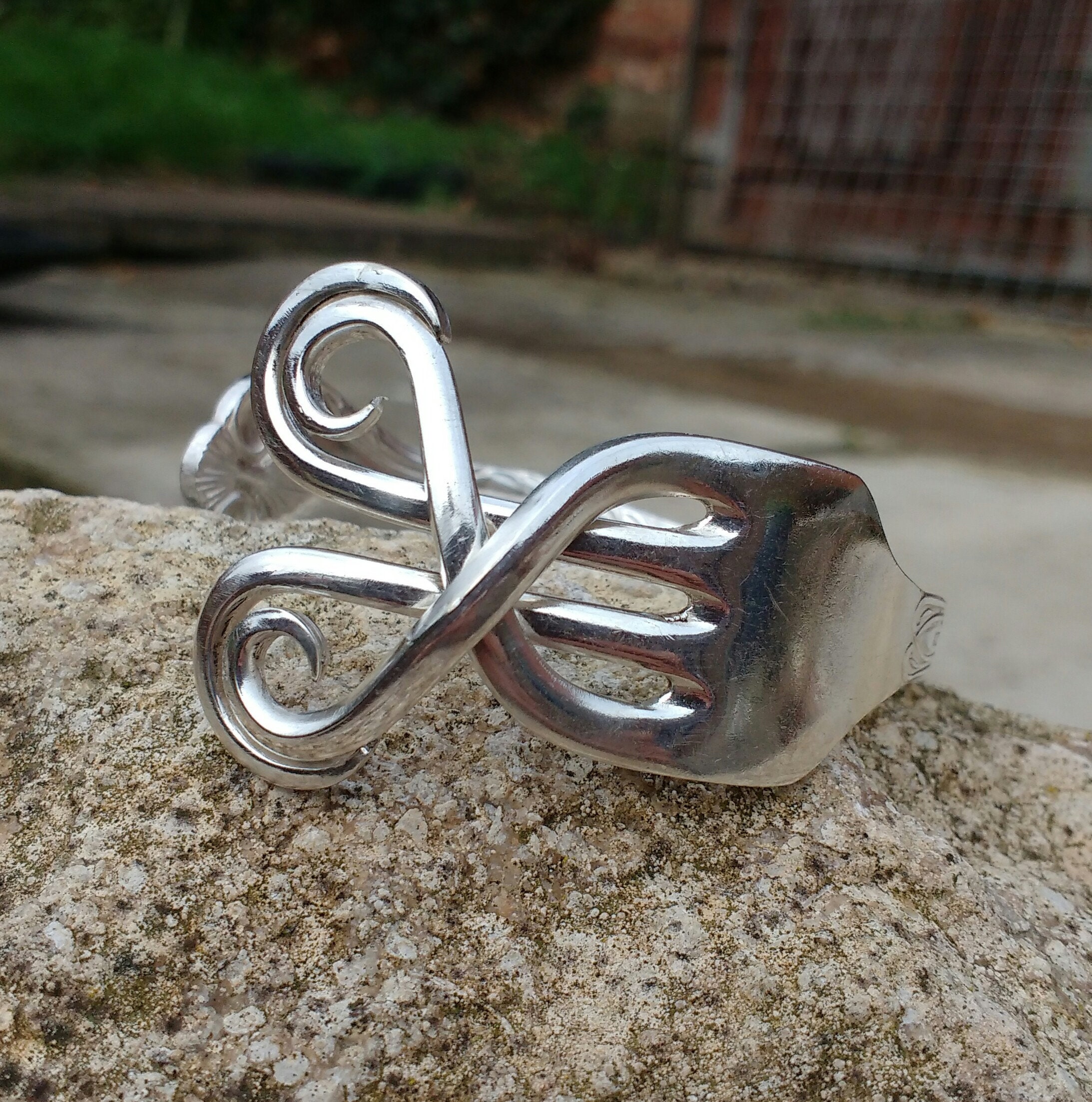 Vintage Silver Plated Fork Bracelet Bangle Handmade Vintage Silver Plated Fork Bracelet Bangle Handmade