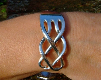 Unique Vintage Silver Plated Celtic design Forkbangle Bracelet Handmade jewellery Gift