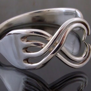 Vintage Silver Plated Heart Fork Bangle Bracelet  Handmade  Jewellery Cutlery Gift