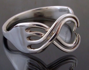 Vintage Silver Plated Heart Fork Bangle Bracelet  Handmade  Jewellery Cutlery Gift