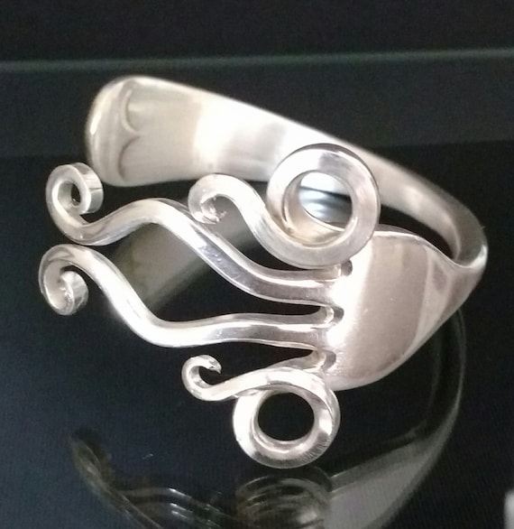 Handmade Silver Plated Fork Bangle: Upcycled Cutlery Jewelry