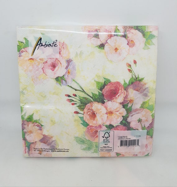5 x Paper party Napkins for Decoupage Teddy Rose Napkin Art Or BBQ