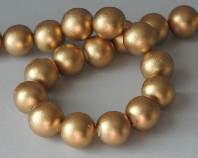 Large Beads 20 mm Lightweight Beads Round Wood Beads Fast Shipping from USA Metallic Beads Gold Beads Chunky Beads