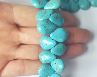 Turquoise Howlite Beads, Bulk Order, Teardrop Beads, Top Drilled Beads, Pear Shaped, 12x16mm, 15 inch strands, Fast Shipping from USA