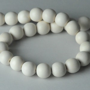 White Beads, Round Wood Beads, 15mm, Large Beads, Chunky Beads, Lightweight Beads, Fast Shipping from USA