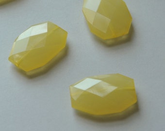 Lemon Yellow, Faceted Acrylic Beads, Chunky Beads, 34x24mm,Translucent Acrylic Flat Polygon, Nugget Beads, 10 Pieces, Fast Shipping from USA