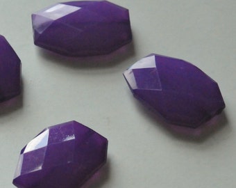 Dark Purple, Faceted Acrylic Beads, Chunky Beads, 34x24mm, Translucent Acrylic Flat Polygon, Nugget Beads, 10 Pieces, Shipping from USA