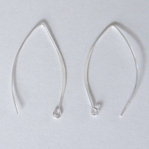 Sterling Silver Earring Hooks, Large French Hooks, Fancy Earwires, You pick quantity, 21x40mm, 20 gauge, Open Ring, Fast Shipping from USA