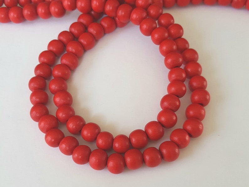 True Red Wood Beads Round Wood Beads 8mm Lightweight Beads | Etsy