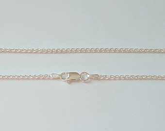 Sterling Silver Wheat Spiga chain, Unisex Chain, Jewelry Chain, Finished Necklace, Thick Necklace, 18 inch, 1.9mm, Fast Shipping from USA
