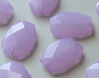 Lavender, Faceted Acrylic Beads, Chunky Beads, 34x24mm, Translucent Acrylic Flat Polygon, Nugget Beads, 10 Pieces, Fast Shipping from USA