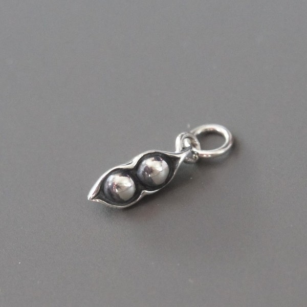 Sterling Silver Peapod Charm, 4.3x17.4mm, 3.4mm closed ring, Fast Shipping from USA
