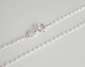 Sterling Silver, Jewelry Chain, Flat Oval Cable, Finished Chain, Dainty Chain, Tiny Necklace, 16 inch, 1.3mm, Fast Shipping from USA