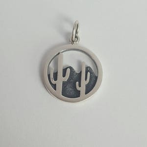 Sterling Silver Cactus Charm, Desert Charm, Western Themed Pendant, 15mm, Fast Shipping from USA