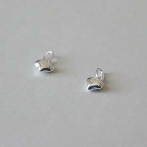 May include: Two silver heart-shaped charms with a loop at the top for attaching to jewelry.