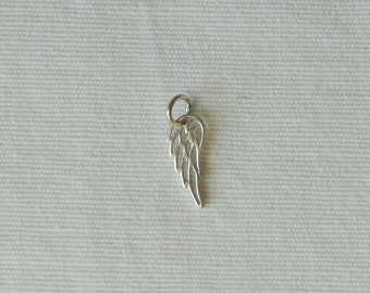Sterling Silver, Angel Wing, Double Sided, Tiny Charm, Tiny Pendant, 6x14.3mm, Closed Jump Ring, Fast Shipping from USA