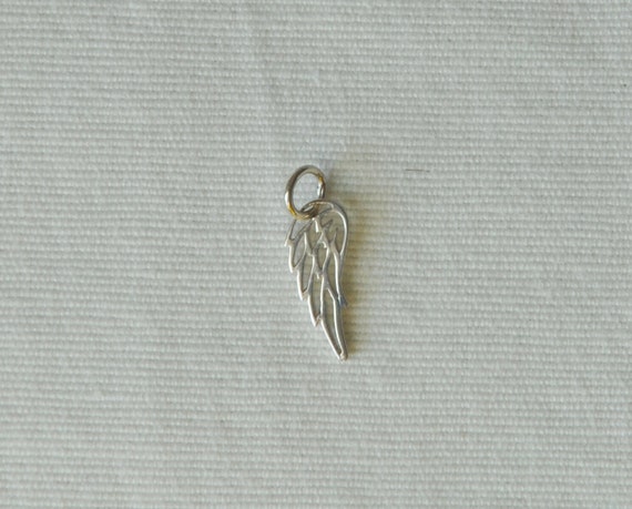 On Jump Ring OR Clasp 925 Solid Sterling Silver ANGEL WING Charm Double Sided