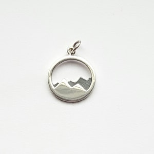 Sterling Silver Mountain Range Charm, Mountain Pendant, 15mm, Fast Shipping from USA