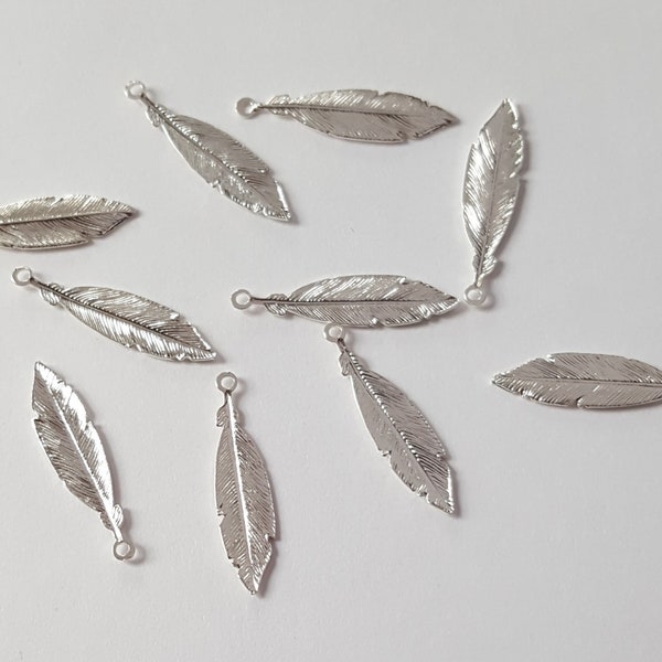 Small Sterling Silver Feather, 5.2x21.2mm, Fast Shipping from USA