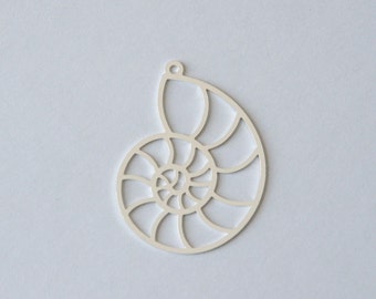 Pingente de concha em prata de lei com Nautilus, 1 peça, 24 x 32 mm, envio rápido dos EUA.