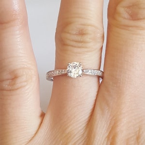 Sterling Silver Cubic Zirconia Ring, Size 6, 7, 8, 5mm, Engagment Ring, Wedding Ring, Birthday Gift, Fast Shipping from USA