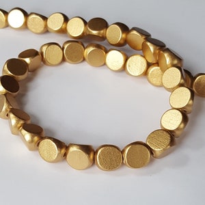 Gold Triangular Wood Beads, 10 mm, Lightweight Beads, Fast Shipping from USA