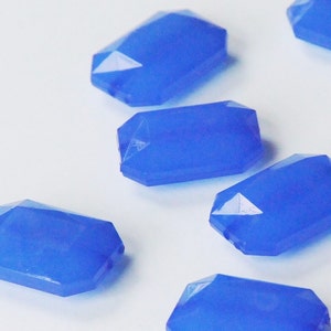 Cobalt Blue, Faceted Acrylic Beads, Chunky Beads, 30x21mm, Translucent Rectagular Beads, 10 Pieces, Fast Shipping from USA