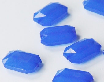 Cobalt Blue, Faceted Acrylic Beads, Chunky Beads, 30x21mm, Translucent Rectagular Beads, 10 Pieces, Fast Shipping from USA