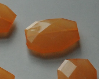 Orange, Faceted Acrylic Beads, Chunky Beads, 34x24mm, Translucent Acrylic Flat Polygon, Nugget Beads, 10 Pieces, Shipping from USA