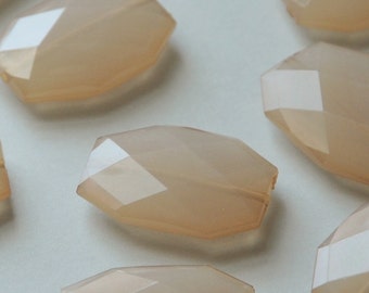 Champagne, Faceted Acrylic Beads, Chunky Beads, 34x24mm, Translucent Acrylic Flat Polygon, Nugget Beads, 10 Pieces, Fast Shipping from USA