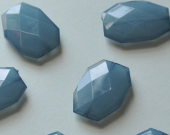 Ocean Blue, Faceted Acrylic Beads, Chunky Beads, 34x24mm, Translucent Acrylic Flat Polygon, Nugget Beads, 10 Pieces, Fast Shipping from USA
