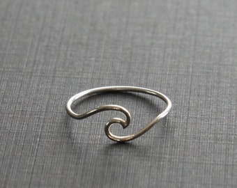 Sterling Silver Wave Ring, Silver Band, Size 6, 7 or 8, 1mm, Engagment Ring, Promise Ring, Birthday Gift, Fast Shipping from USA