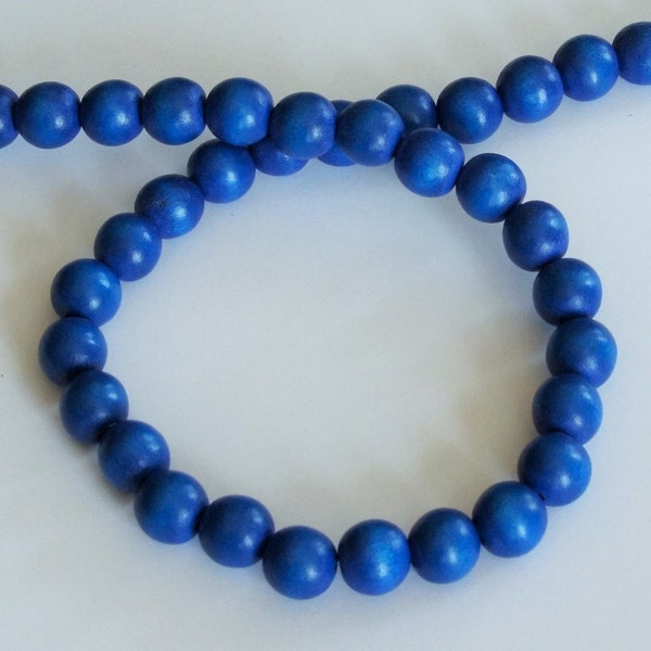 Cobalt Wood Beads, Round Wood Beads, 12mm, Lightweight Beads, Fast Shipping from USA