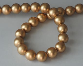Gold Beads, Round Wood Beads, 15 mm, Large Beads, Chunky Beads, Lightweight Beads, Fast Shipping from USA