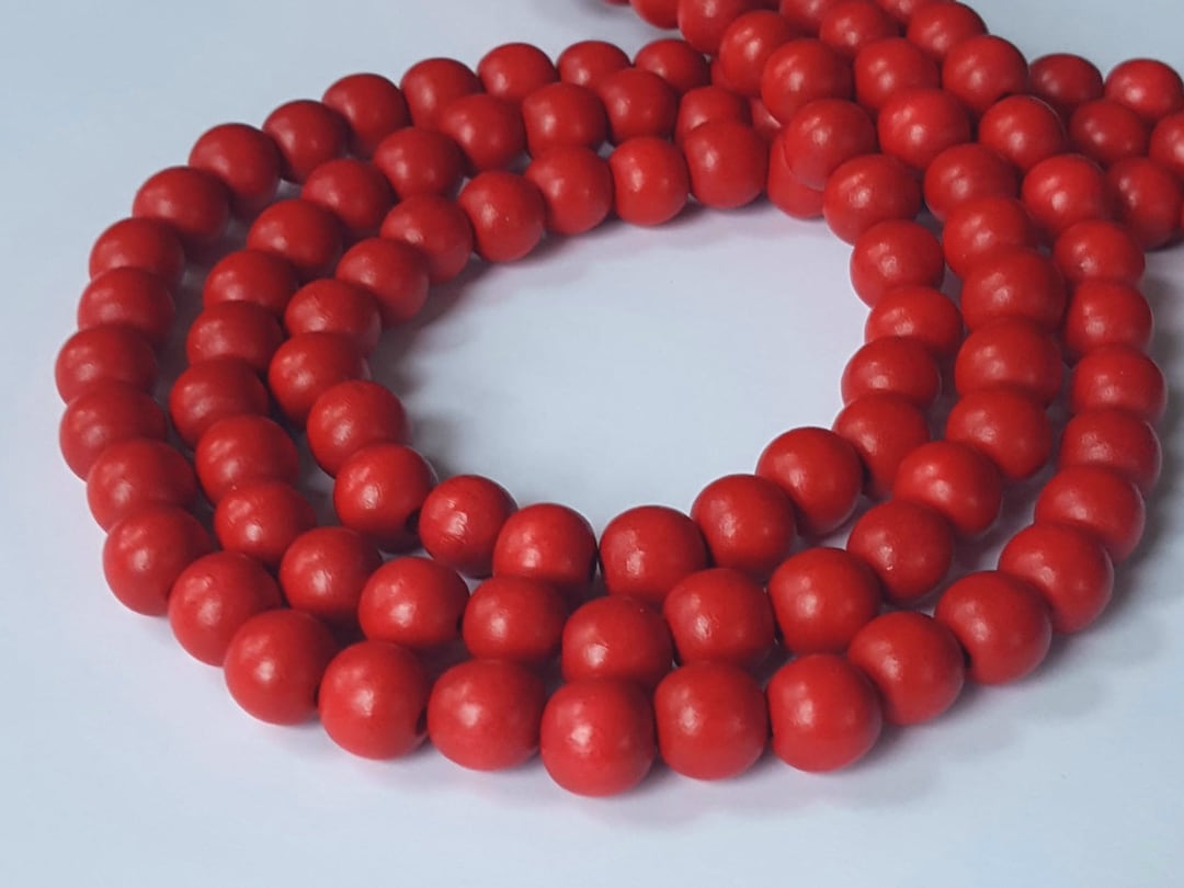 True Red Wood Beads, Round Wood Beads, 10mm, Lightweight Beads, Fast