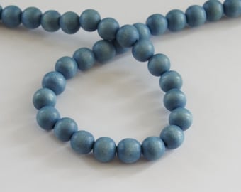 Light Blue Wood Beads, Round Wood Beads, 12mm, Lightweight Beads, Fast Shipping from USA