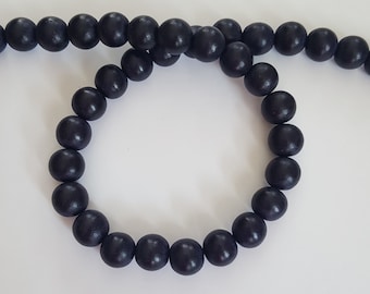 Black Beads, Round Wood Beads, 12mm, Lightweight Beads, Fast Shipping from USA