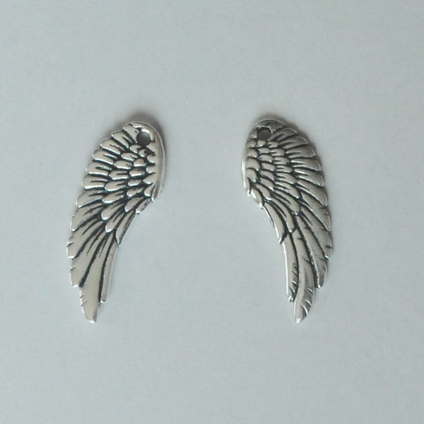 Large Angel Wings, Angel Wing Charm, One Piece, 11x28mm, Two Sided, Pewter, Jewelry Finding, Fast Shipping from USA