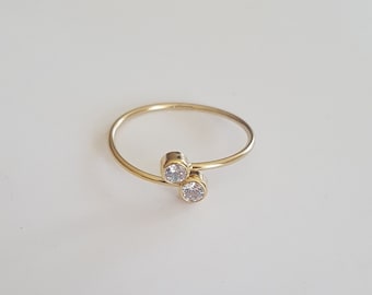 Gold filled Cubic Zirconia Wrap Ring, Size 6, 4mm, Engagment Ring, Promise Ring, Birthday Gift, Fast Shipping from USA