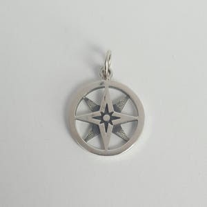 Sterling Silver Compass Charm, Traveler&#39;s Charm, Compass Pendant, 15mm, Fast Shipping from USA
