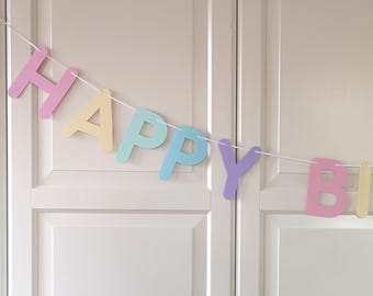 Happy Birthday Rainbow Pastel Garland