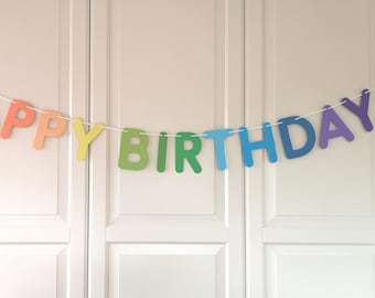 Happy Birthday garland, rainbow, pink to purple