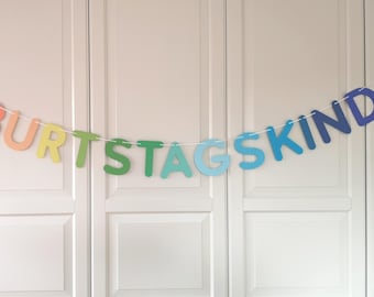 Birthday child garland rainbow pink to blue