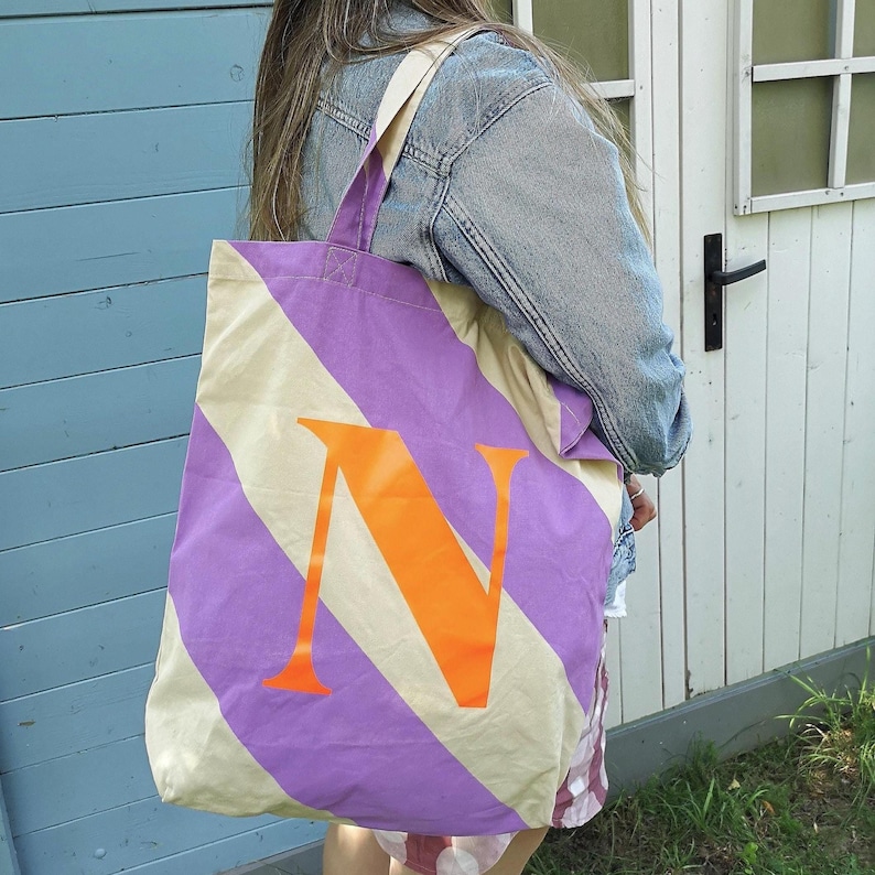 Personalized birthday gift, personalized bag, tote bag, monogram, neon, personalized shopper, personalized gift image 1